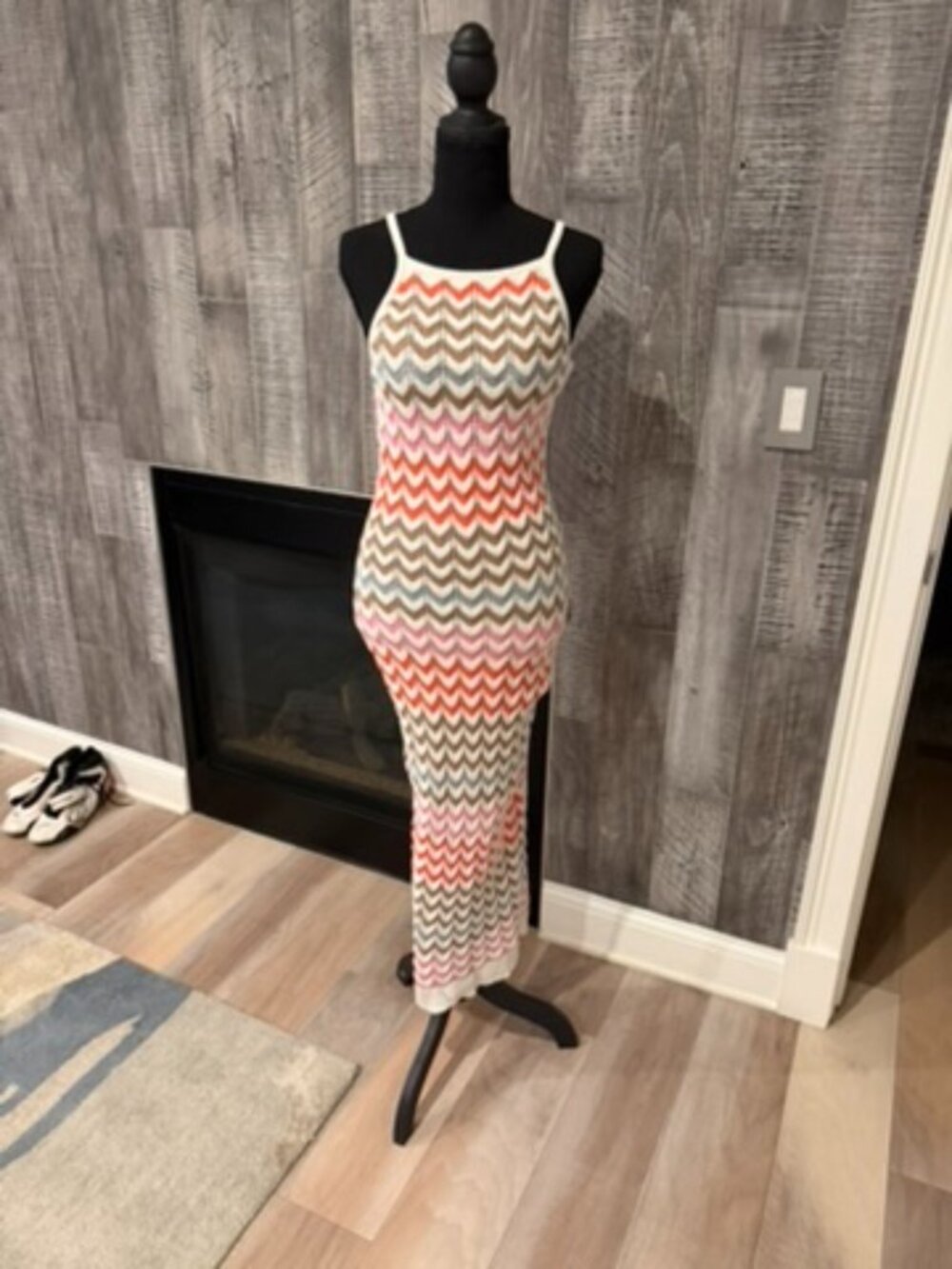 Z Supply Chevron Crochet-Knit Maxi Dress - Size Small